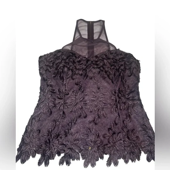 VENUS Deep purple Floral Lace Halter Blouse - Picture 5 of 5